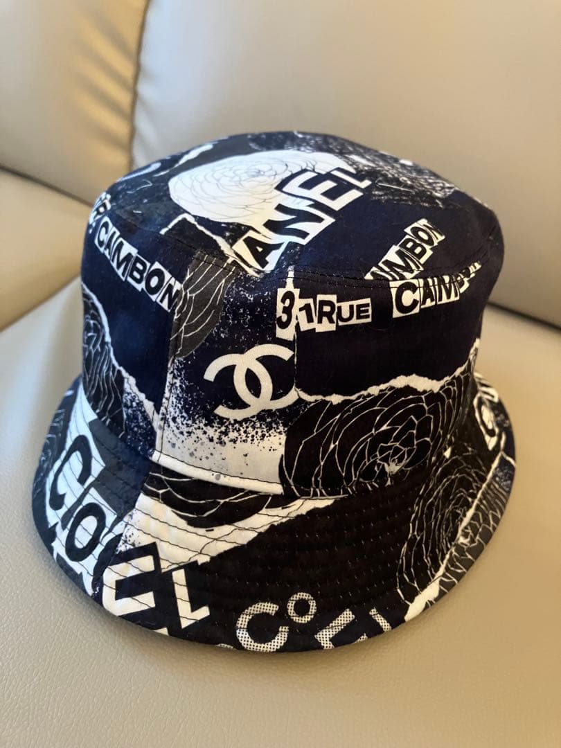 CHANEL シャネル バケットハット ブラック ホワイト カメリア 美品♡
