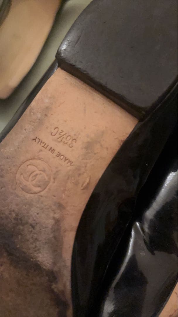 ♡本物♡シャネル♡CHANEL♡ブラックチェーンCCフラットシューズ36ハーフ