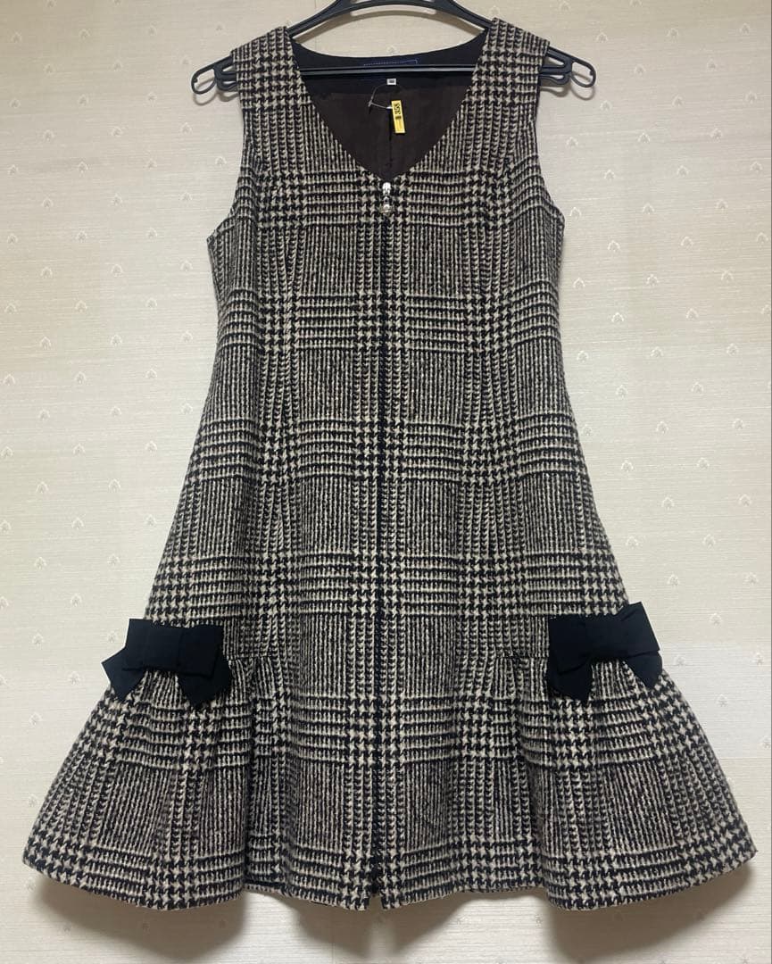 美品エムズグレイシー　ジャンパースカート　千鳥格子36