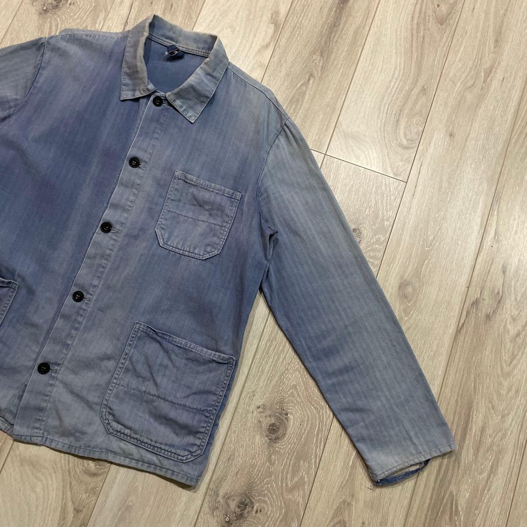 70s ユーロ HBT ワークジャケット ヘリンボーン フレンチ カバーオール