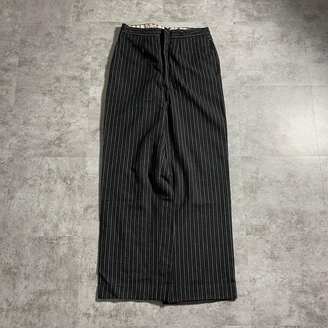 40s フレンチワーク ストライプ ブラック ワークパンツ