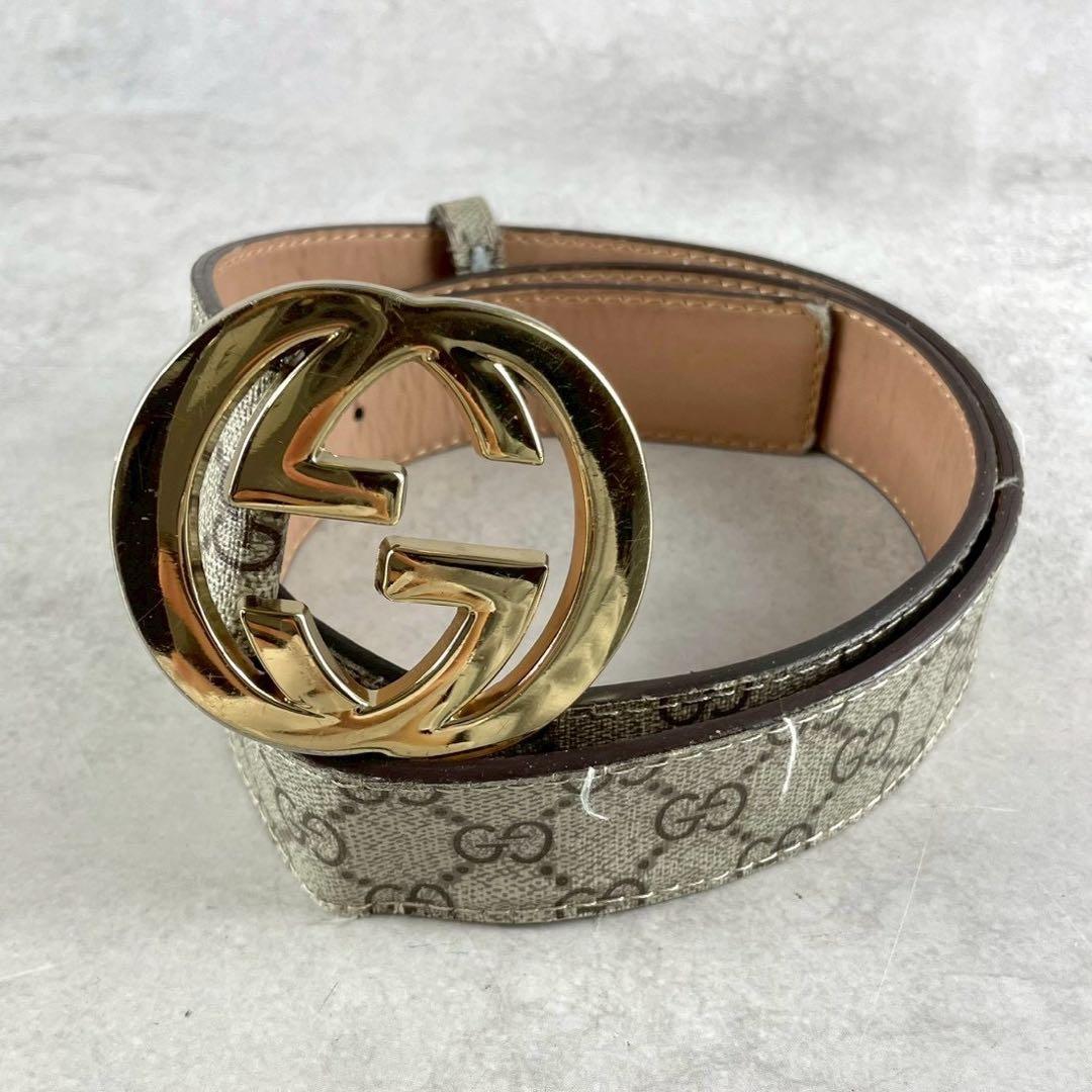 べん様　GUCCI グッチ　ベルト GG インターロッキング　総柄　レザー