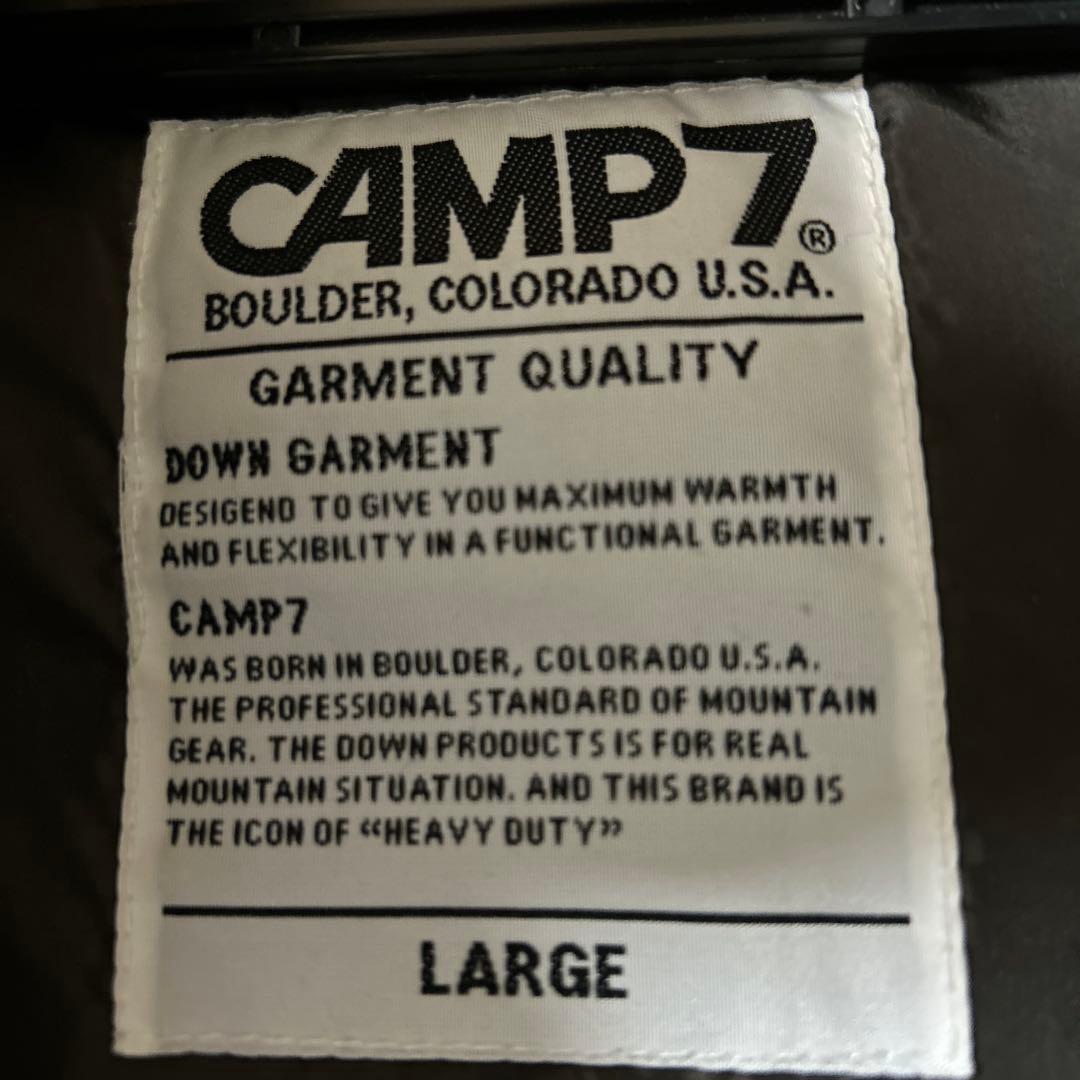 CAMP7 光沢　ダウンベスト y2kブラック フード付き ブラック L