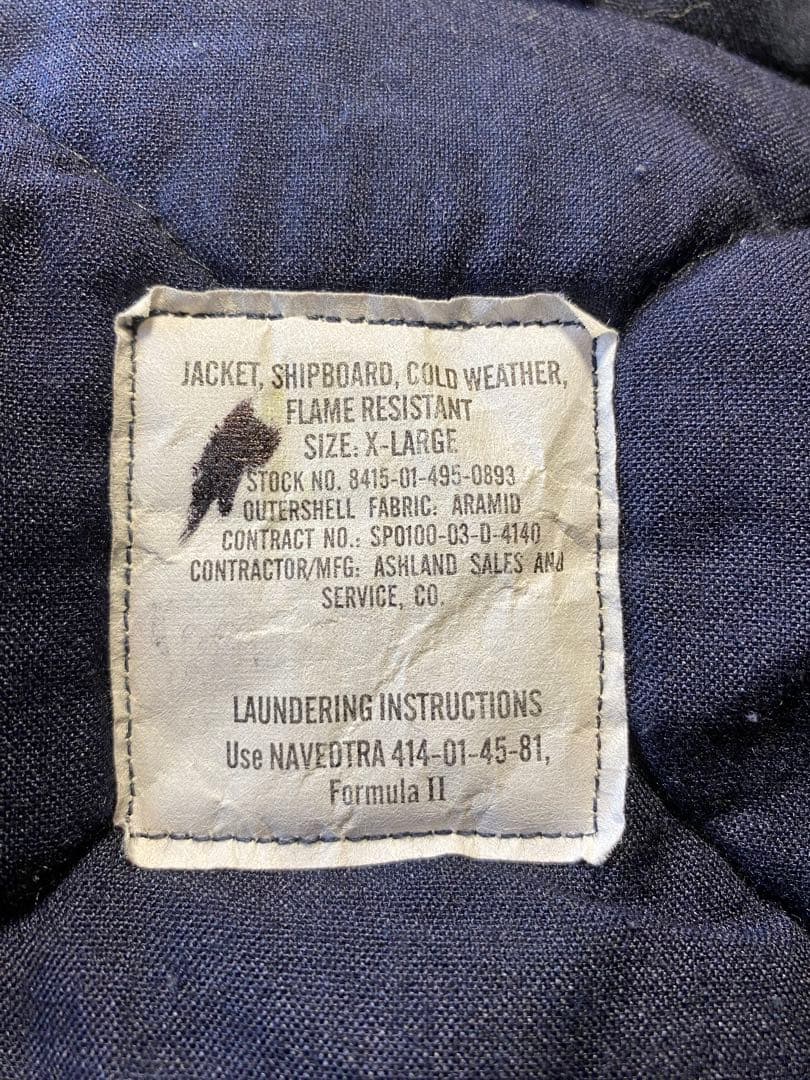 米軍 実物 放出品 シップボード ジャケット ステンシルXL