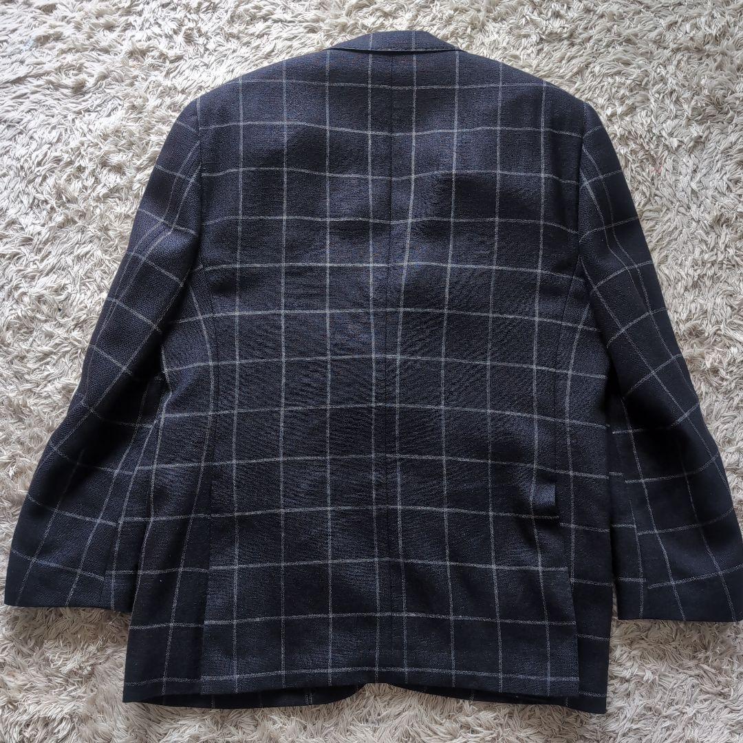 SAVILE ROW チェック柄ビジネスジャケット　AB5　綿麻　ビジカジ