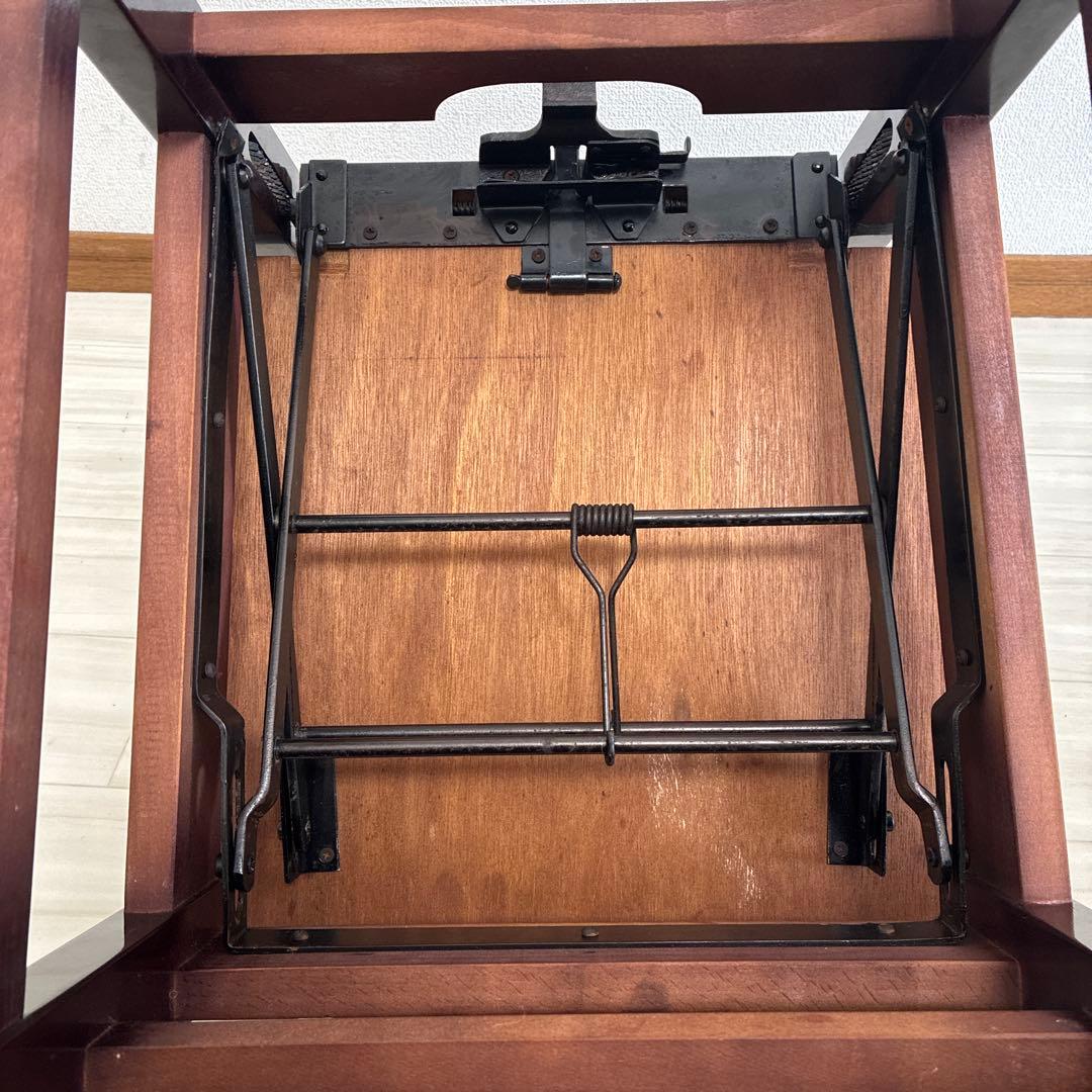 【中古良品】ピアノ背付き椅子木目・座面張り替え済み（送料込）