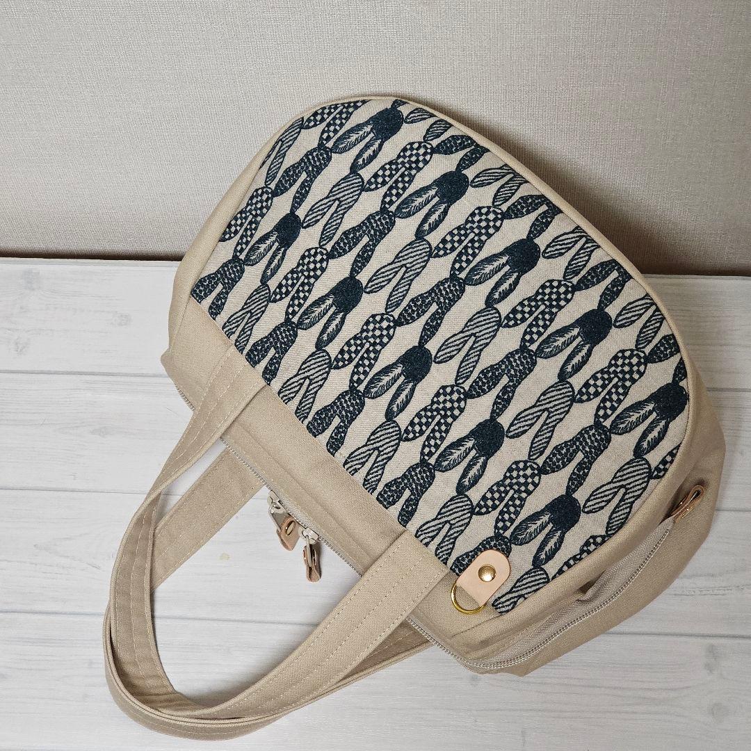 p.ぽってりボストンL ポンピア ベージュ ミナペルホネン ハンドメイド