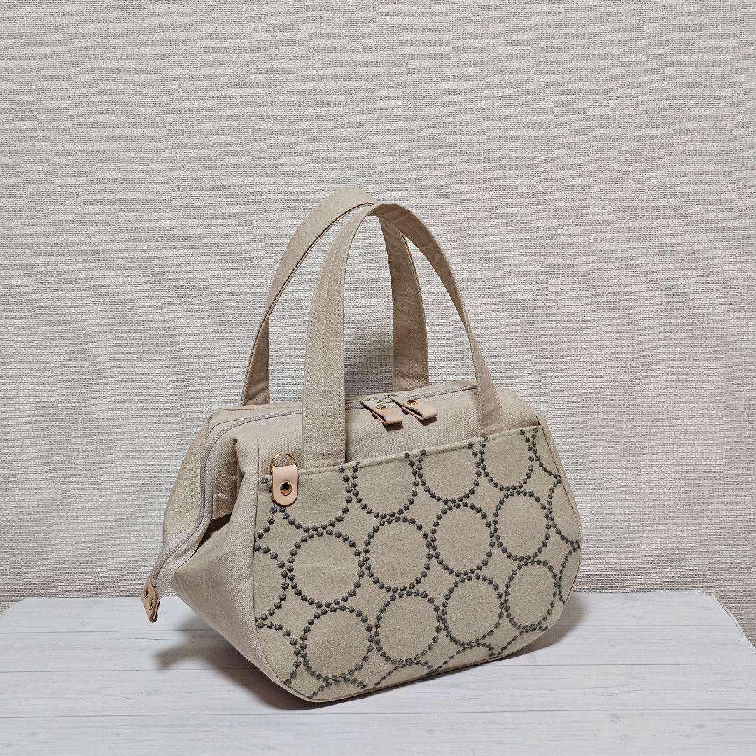 p.ぽってりボストンL ポンピア ベージュ ミナペルホネン ハンドメイド