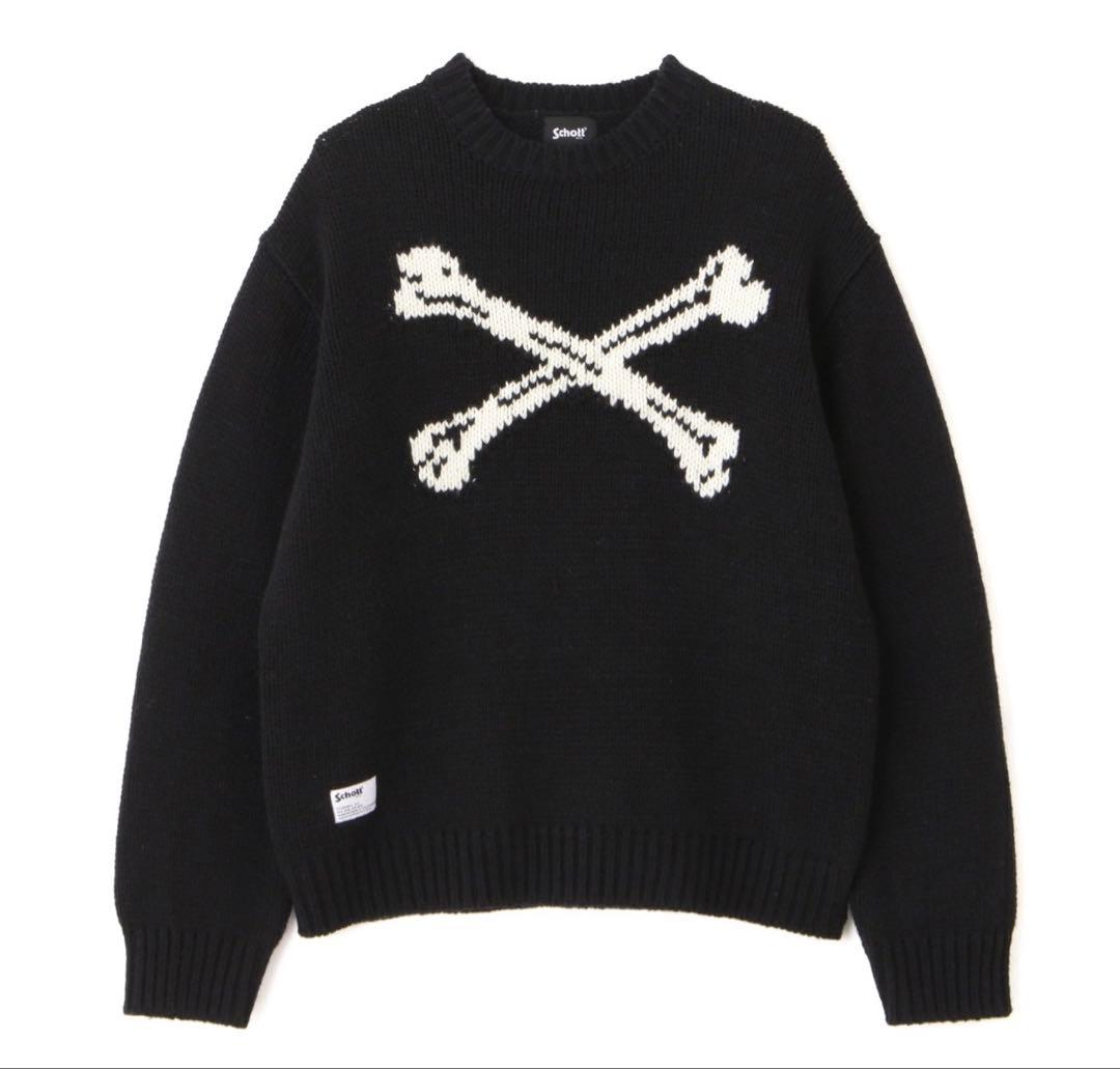 Schott CROSS BONE KNIT ブラック L