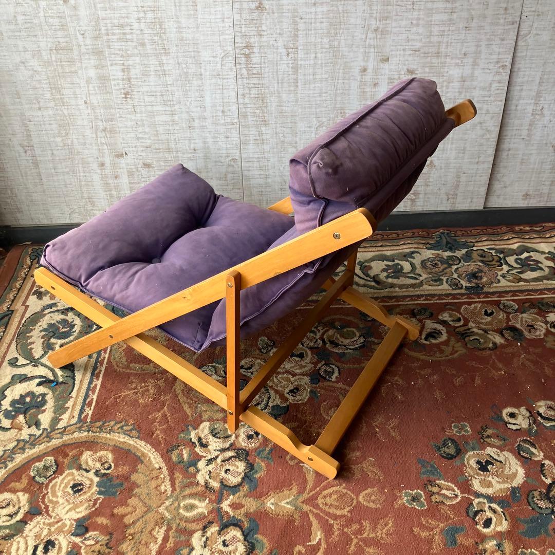 北欧レトロ 木製フレーム リクライニングチェア ラウンジチェア パーソナルチェア