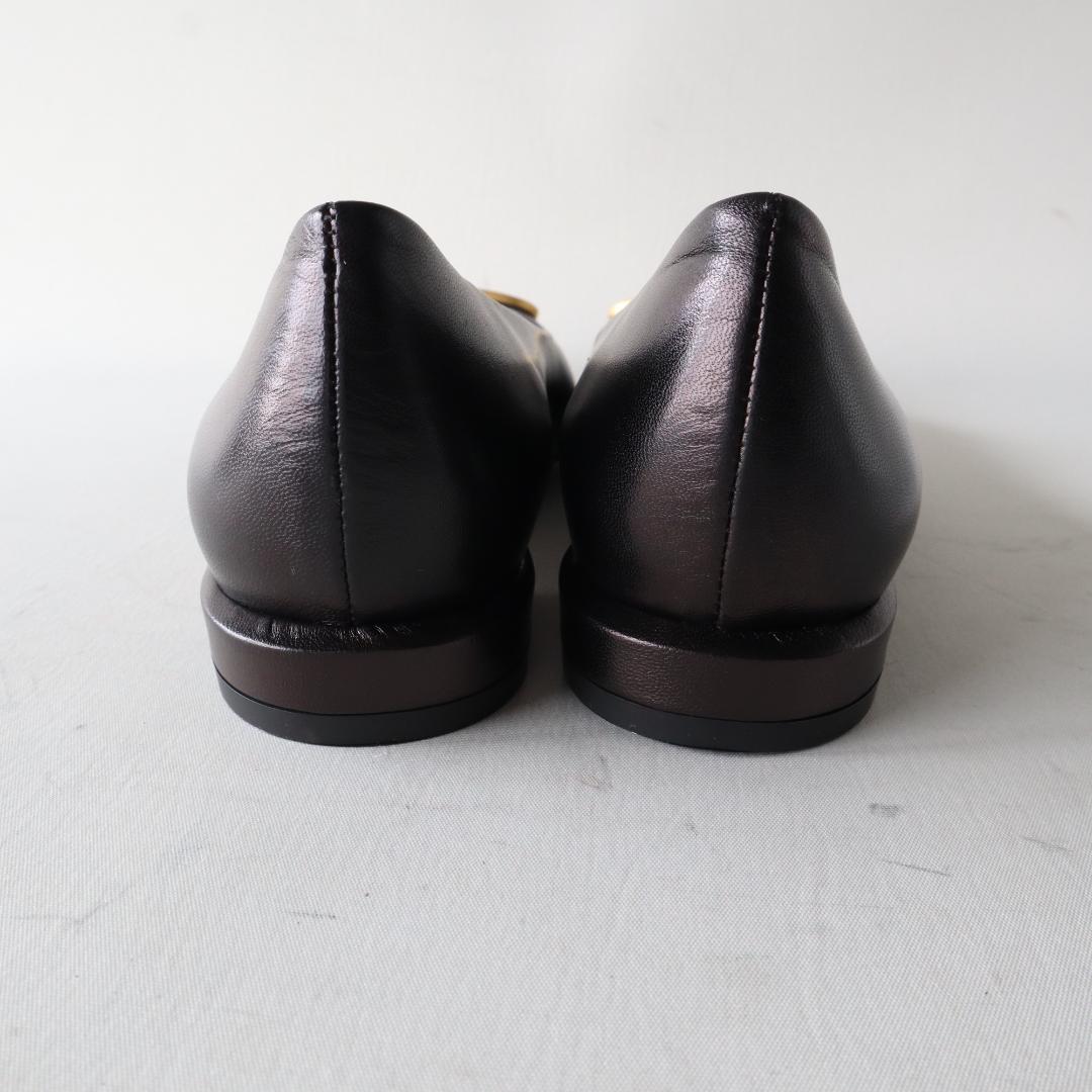 ほぼ未使用/現行ロゴ　ファビオルスコーニ　バックルフラットシューズ36黒23cm