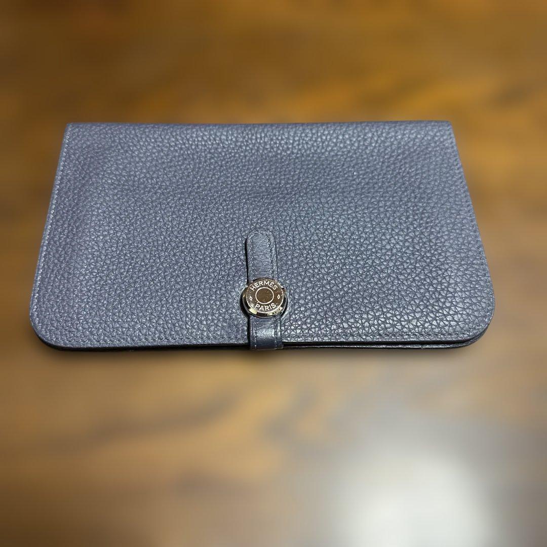 a*l様 HERMÈS ダークグレー レザー 長財布