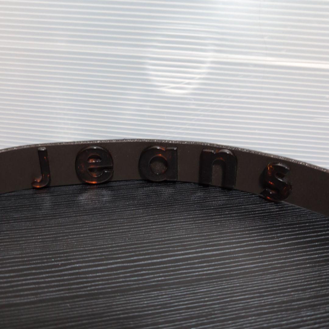 美品FENDI JEANS ロゴプレート レディースレザーベルト ダークブラウン