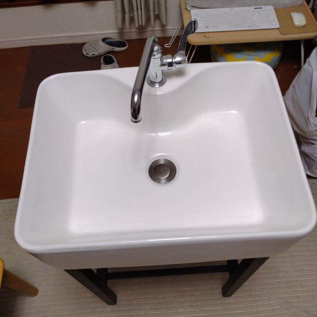 陶器製シンク スチールスタンド付き