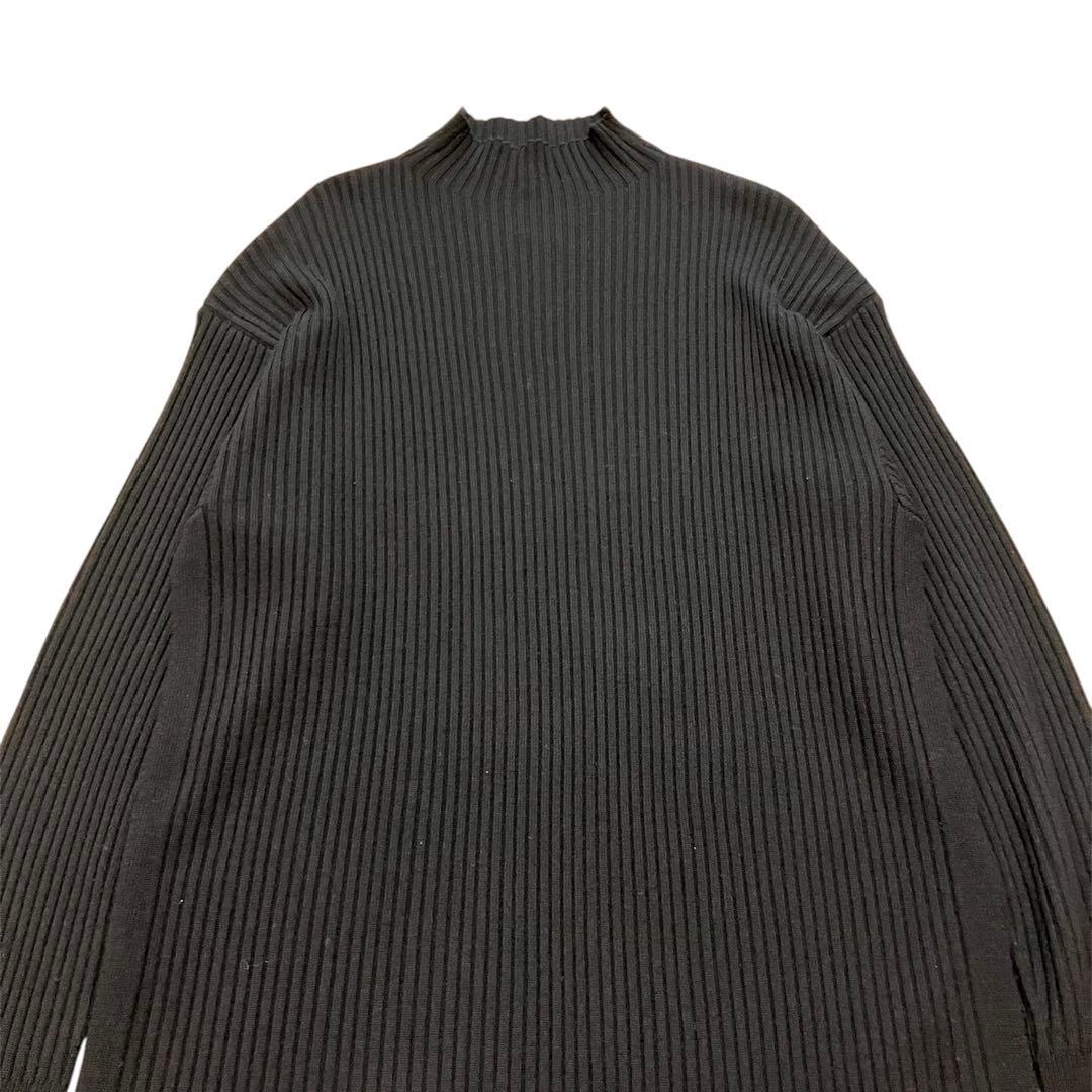 ebure エブール モックネックリブニットロングワンピース ウール ブラック