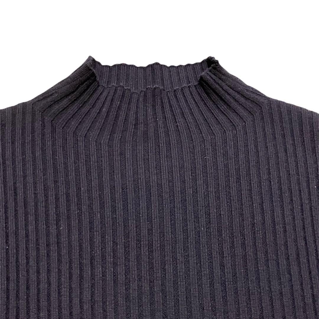 ebure エブール モックネックリブニットロングワンピース ウール ブラック