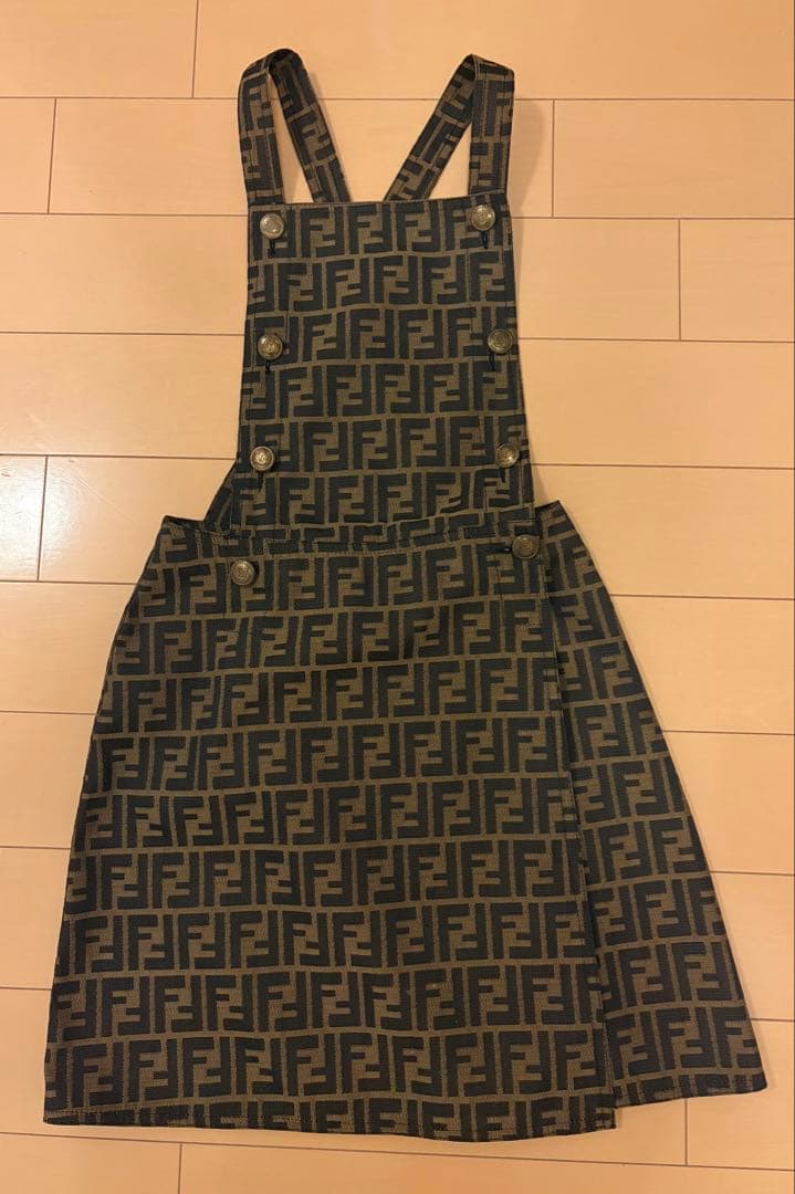 FENDI レア　ヴィンテージ　巻きサロペットスカート　40 ズッカ柄