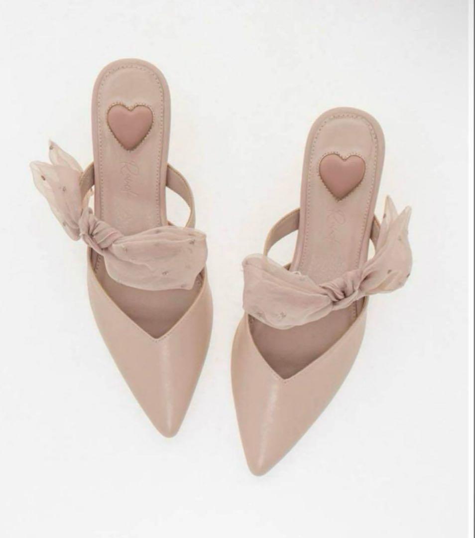 RANDA ハートコレクション シアーリボンミュールパンプス