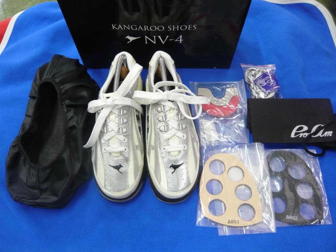 ABS ボウリングシューズ NV-4 ホワイト/シルバー 25.5cm 美品！