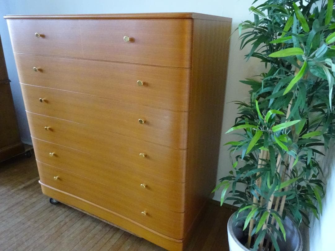たは　最高級　府中家具　チーク材　6段チェスト　整理ダンス　収納タンス美品
