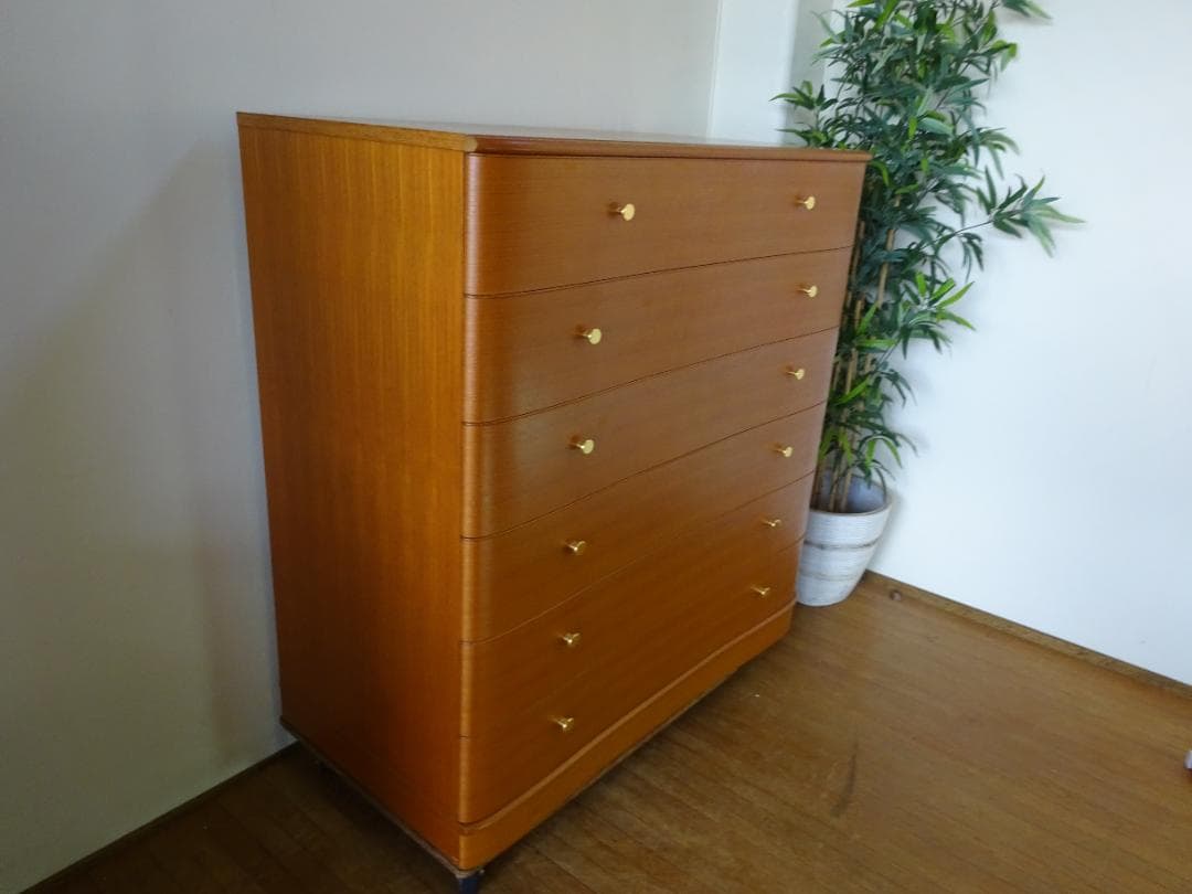 たは　最高級　府中家具　チーク材　6段チェスト　整理ダンス　収納タンス美品