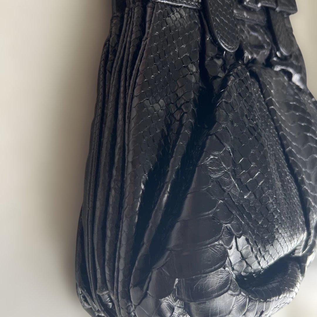 Zagliani ヘビ革 トートバッグ 黒