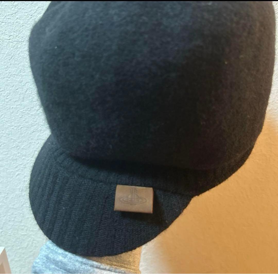 ヴィヴィアンウエストウッド　キャスケット　帽子　ウール　黒　キャップ　ニット帽