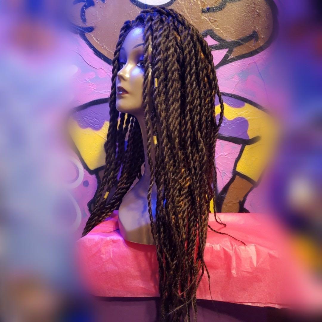 エボニーウィッグ ロング タイトロープウィッグ レースフロント 黒 ブラック