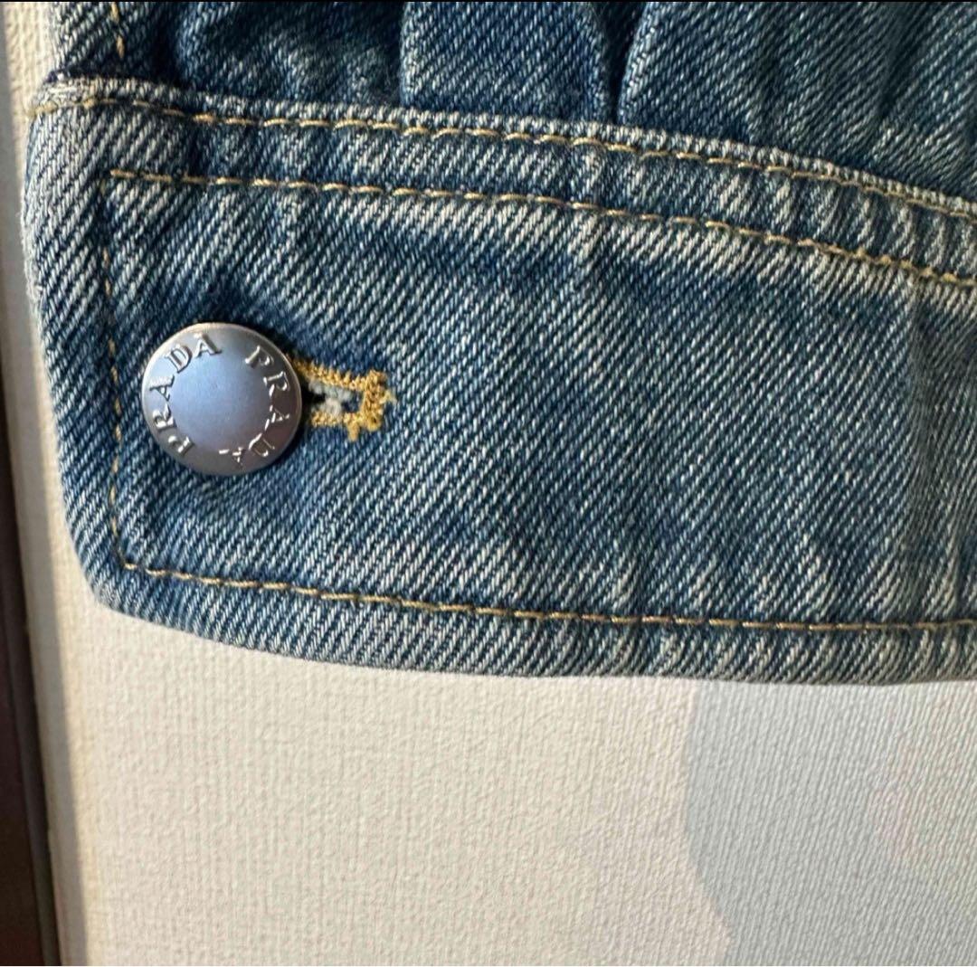 美品プラダダメージデニムクロップドジャケット36