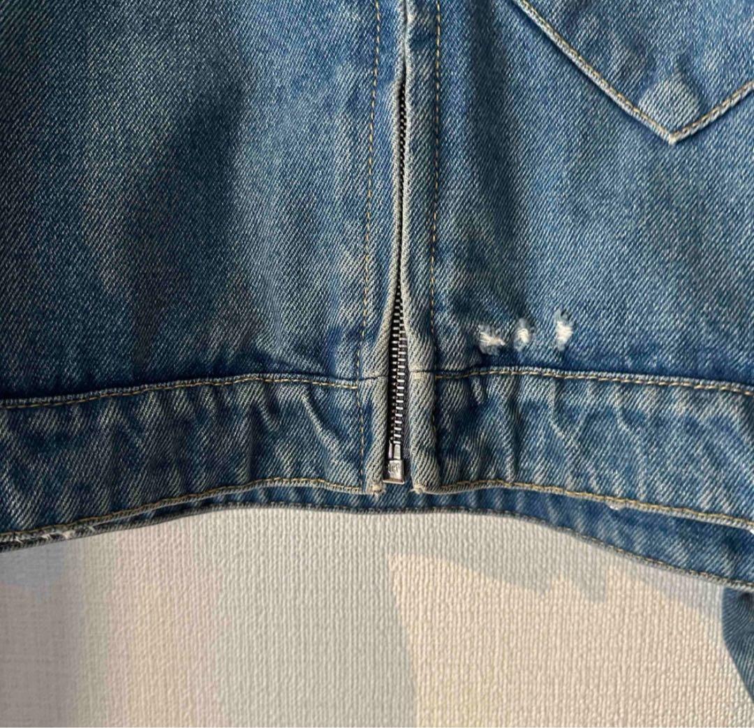 美品プラダダメージデニムクロップドジャケット36