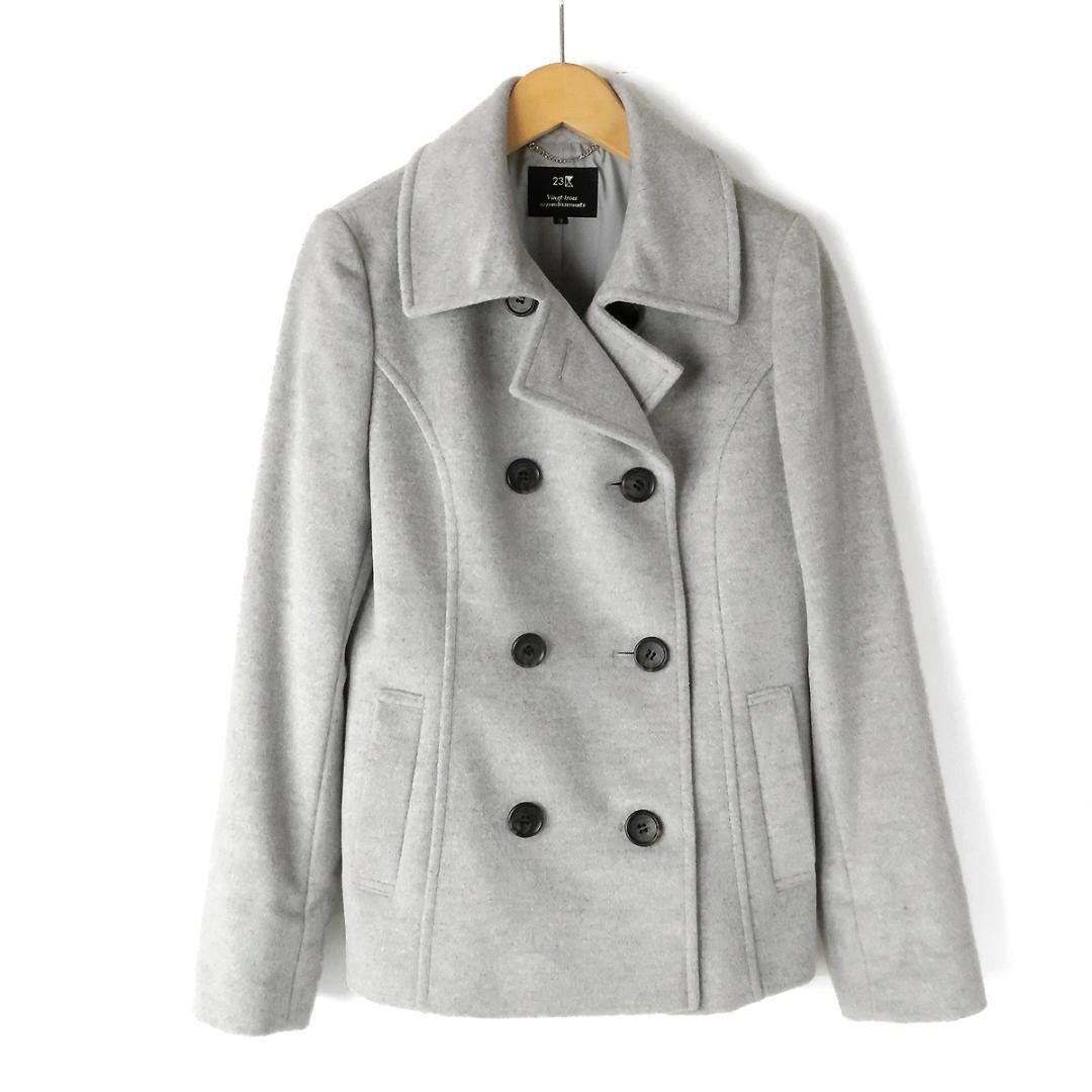 【高級 美品】23区 アンゴラウール ダブルブレストコート ピーコートタイプ