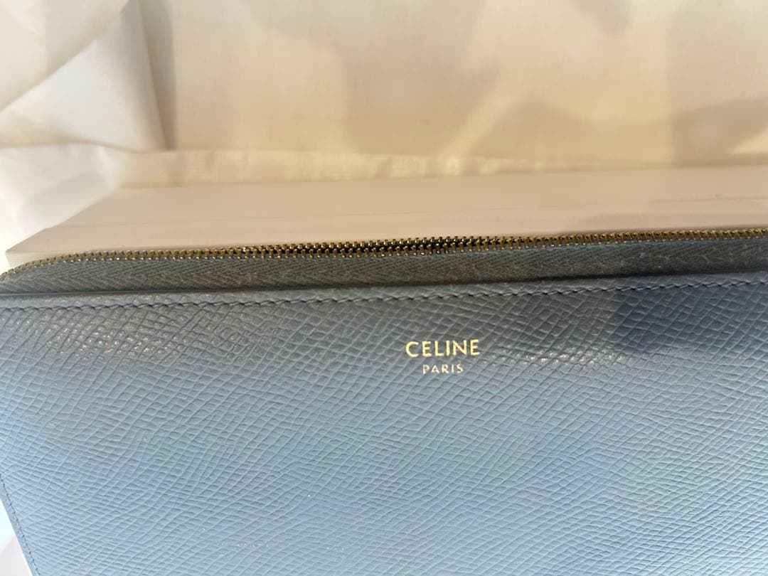 セリーヌ 長財布 ラージ ラウンドジップ グレー