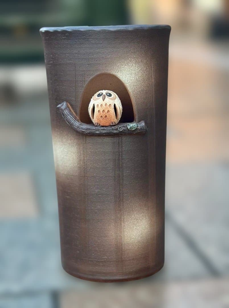 値下げ　新品　傘立て　ふくろう　信楽焼　陶器　高さ45cm　新築祝　開店祝