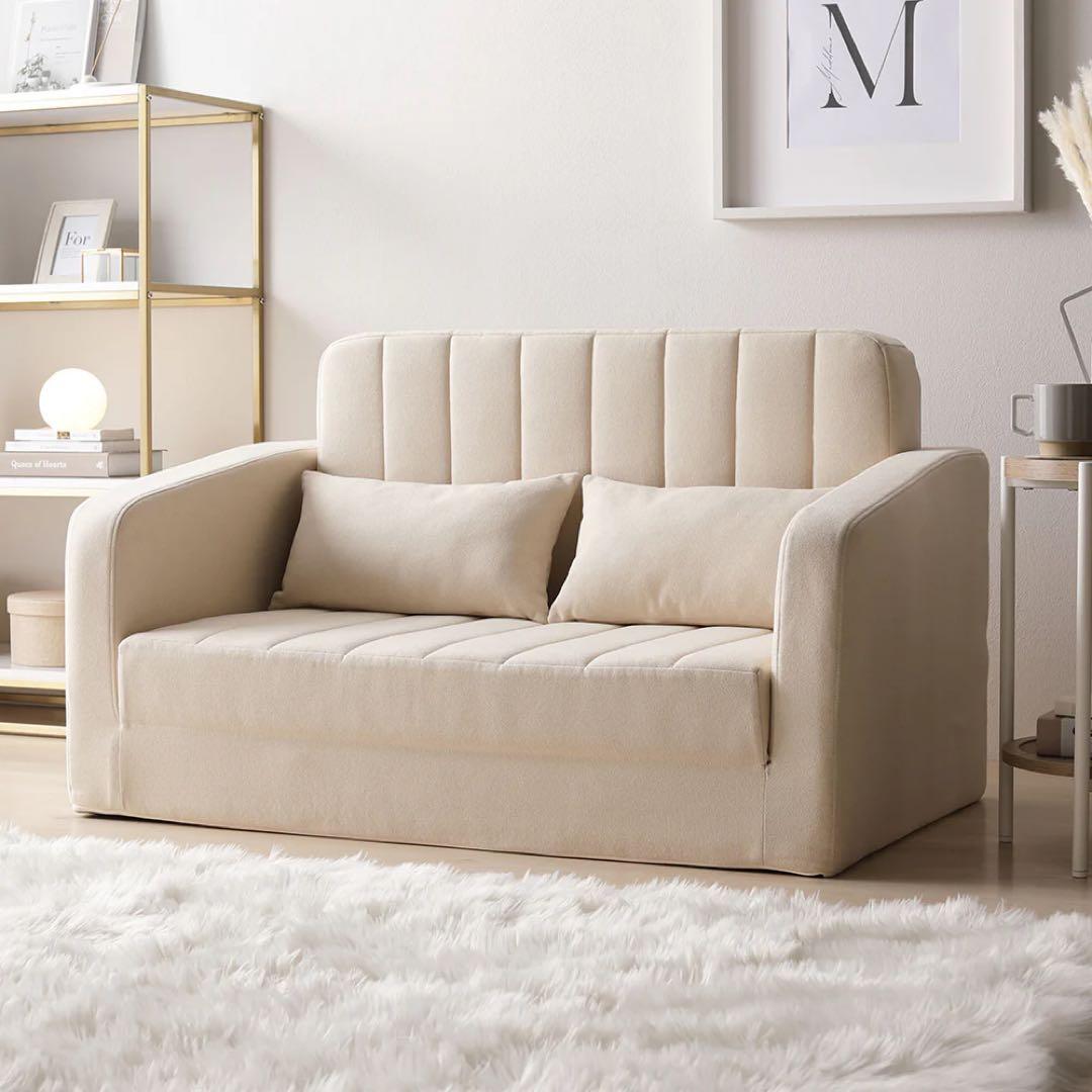 【美品】3WAYソファベッド 『Restio レスティオ』 アイボリー