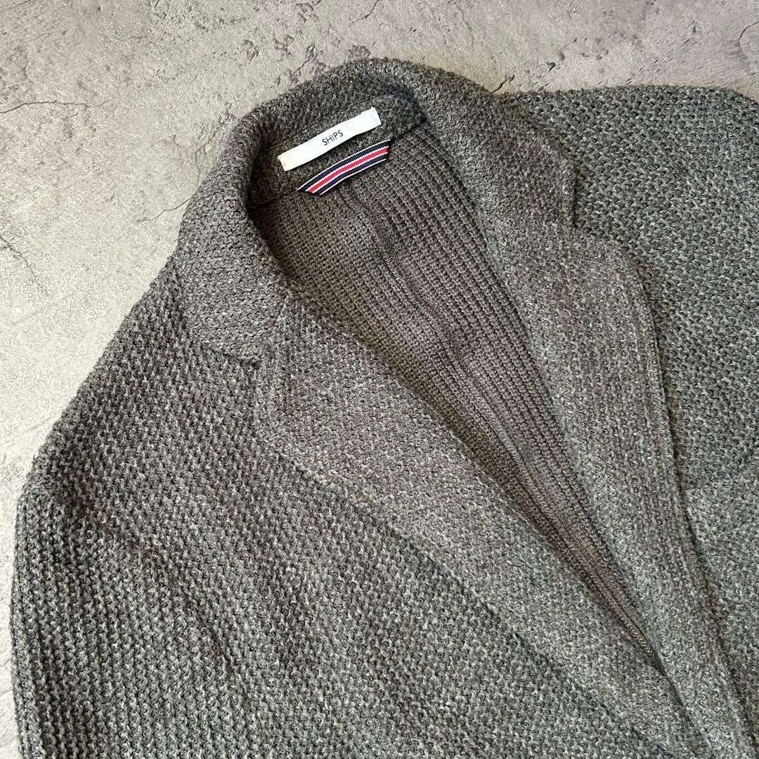 極美品 SHIPS アンコン XL ニット テーラードジャケット ジャガード