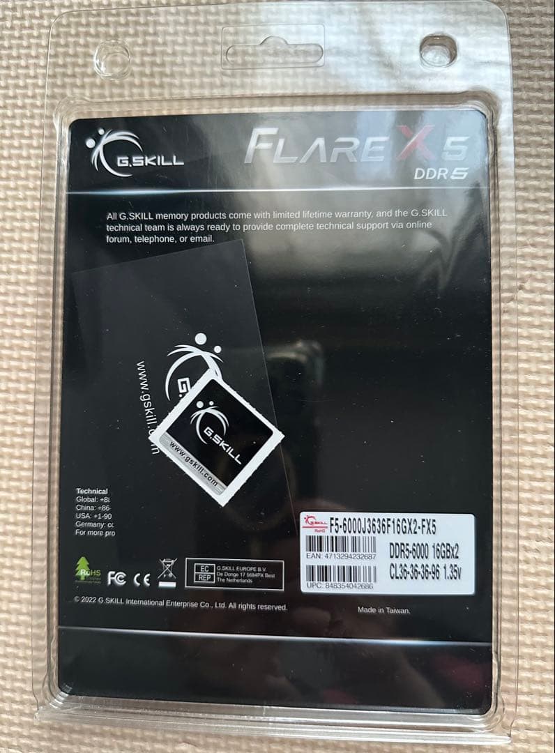 G.SKILL FLARE X5 DDR5 6000MHz 16GB×2枚