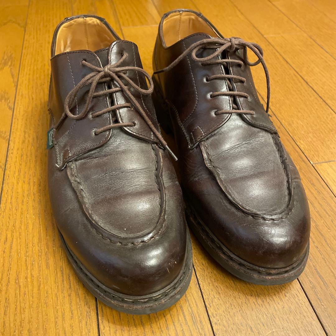 Paraboot ダークブラウン リスレザー人気シャンボード8 美品鏡面