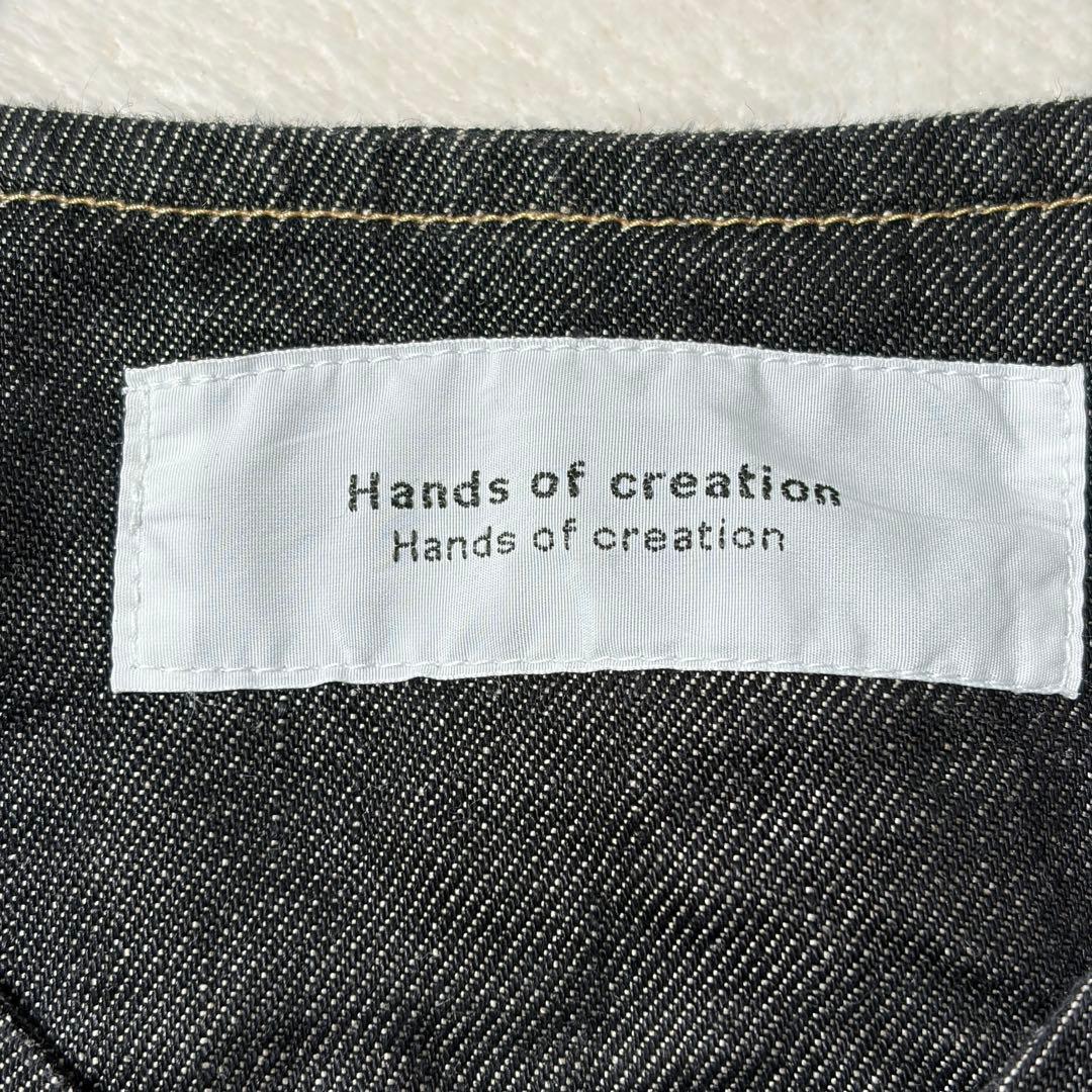 ハンズオブクリエイション　リネン デニム ノーカラージャケット　Gジャン　黒