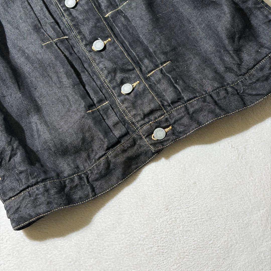 ハンズオブクリエイション　リネン デニム ノーカラージャケット　Gジャン　黒