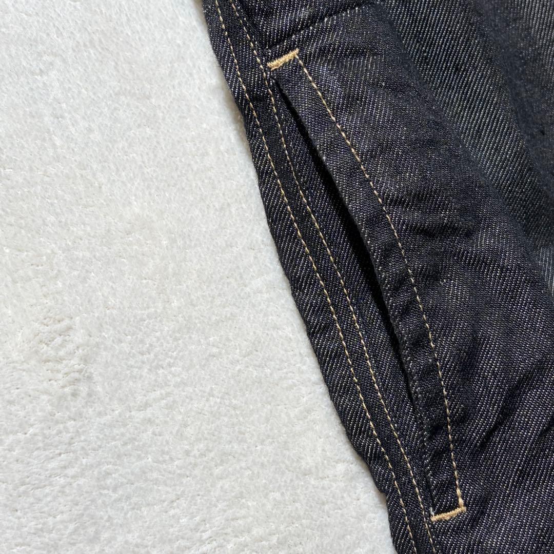 ハンズオブクリエイション　リネン デニム ノーカラージャケット　Gジャン　黒