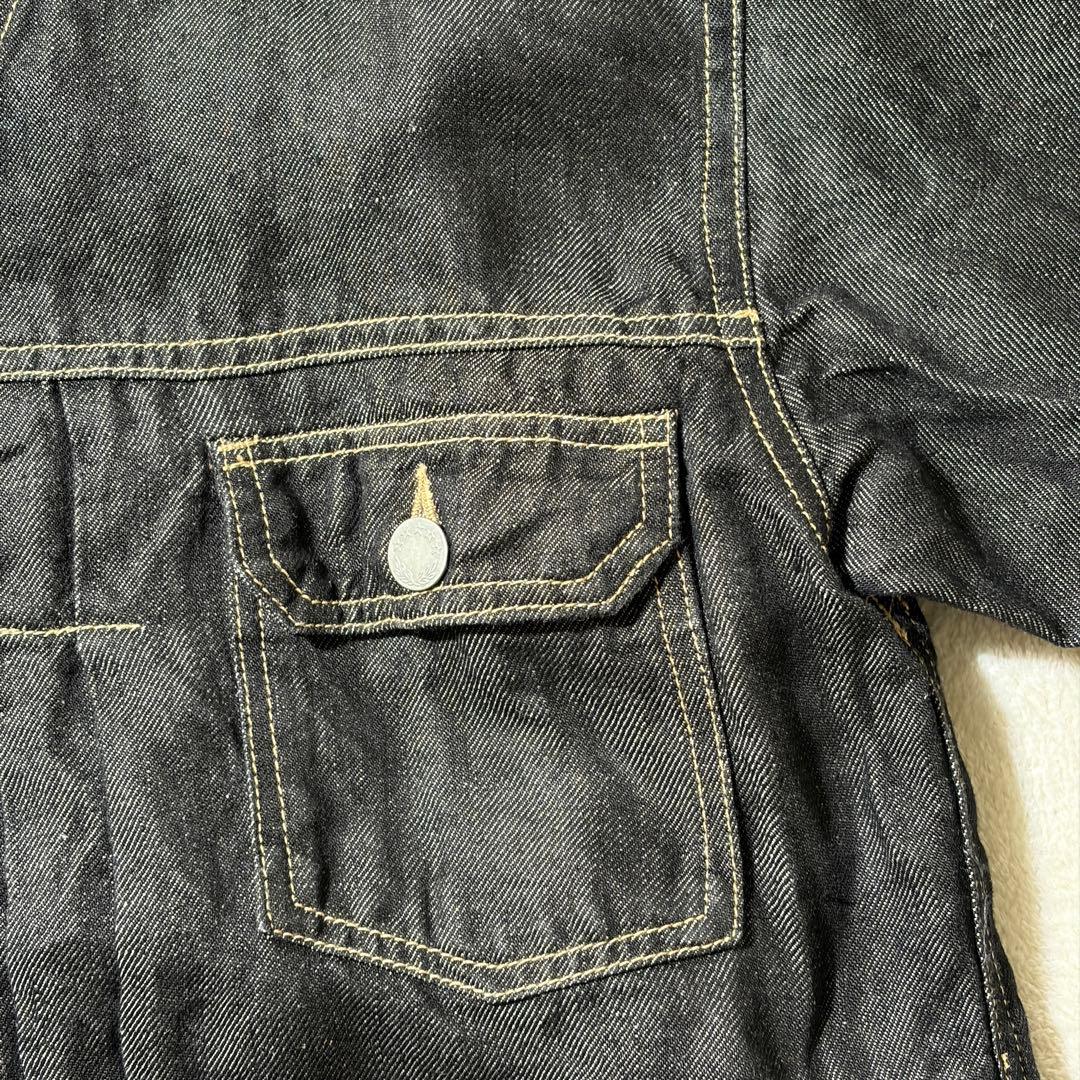 ハンズオブクリエイション　リネン デニム ノーカラージャケット　Gジャン　黒