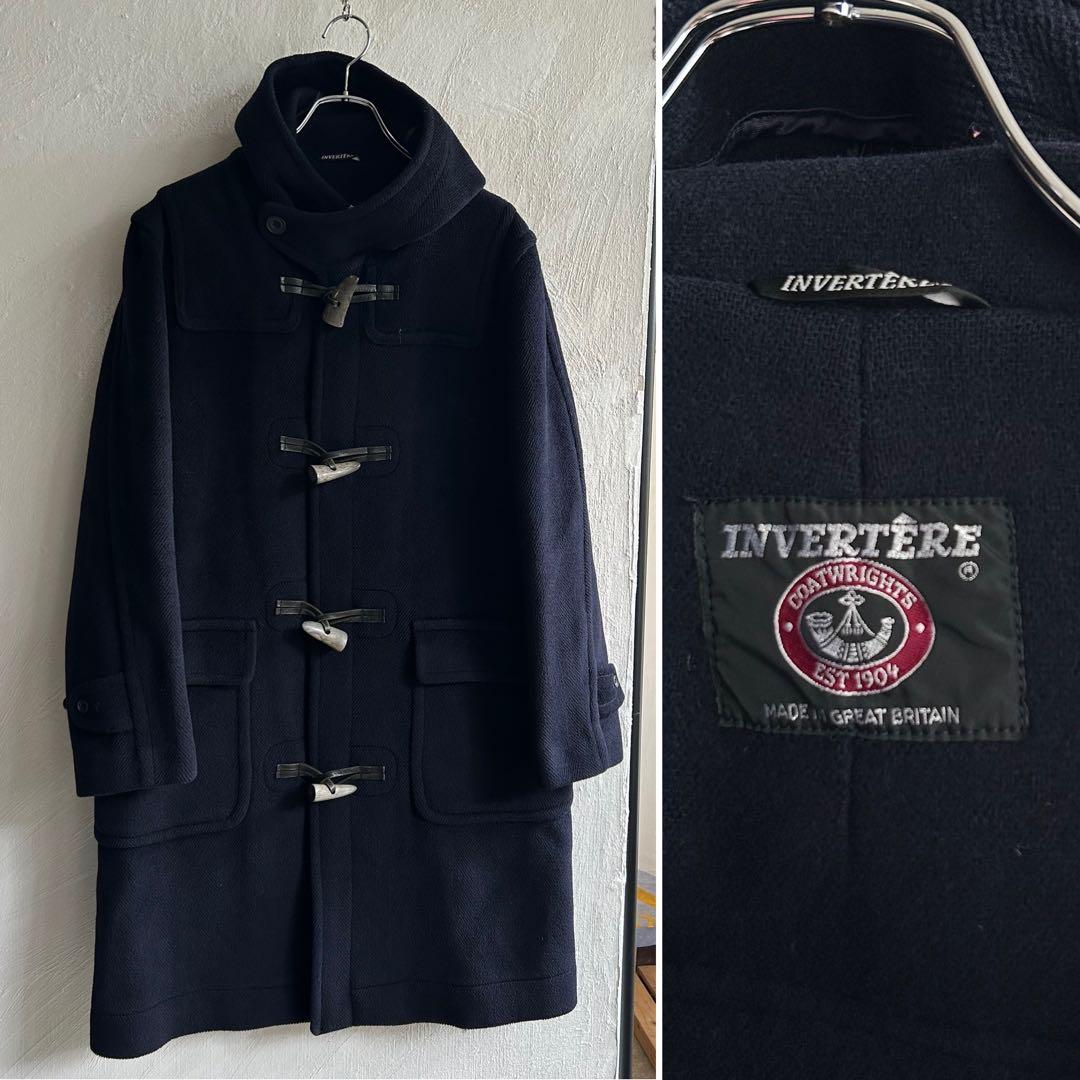 英国製 INVERTERE ヘリンボーン ダッフルコート ネイビー M