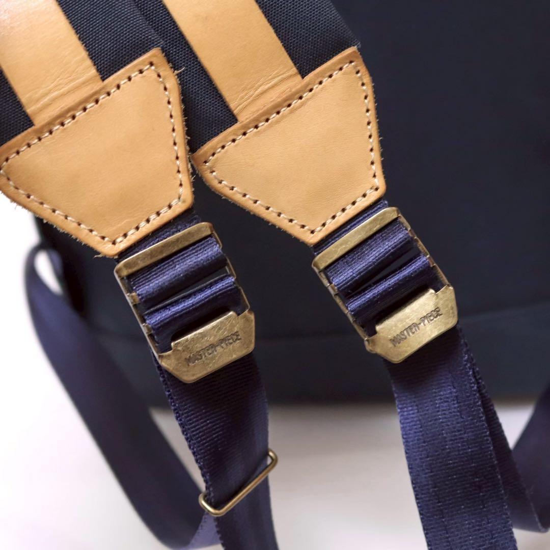 美品✨master-piece リュック 牛革 ネイビー ノートPC収納可