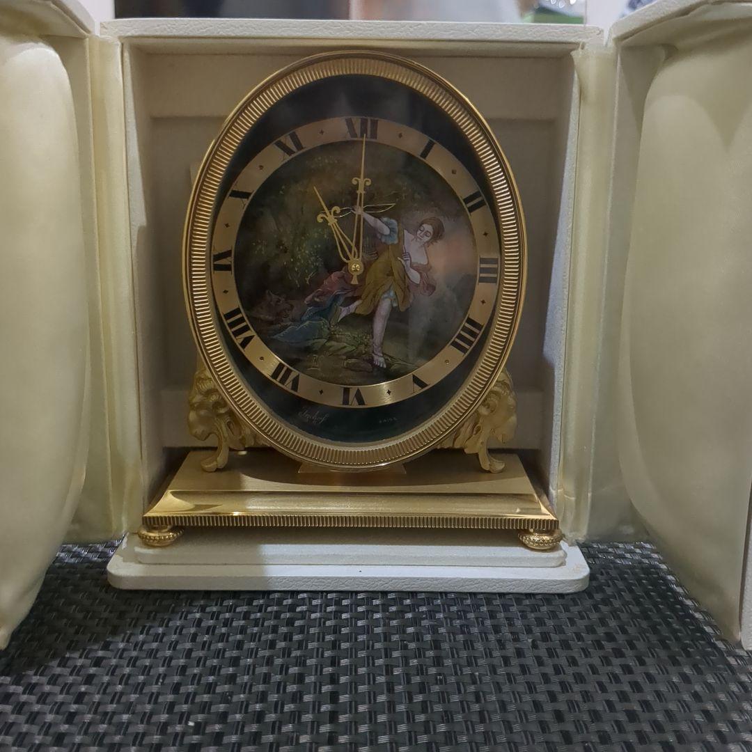 金色のオーバル型置時計インホフ水晶置時計