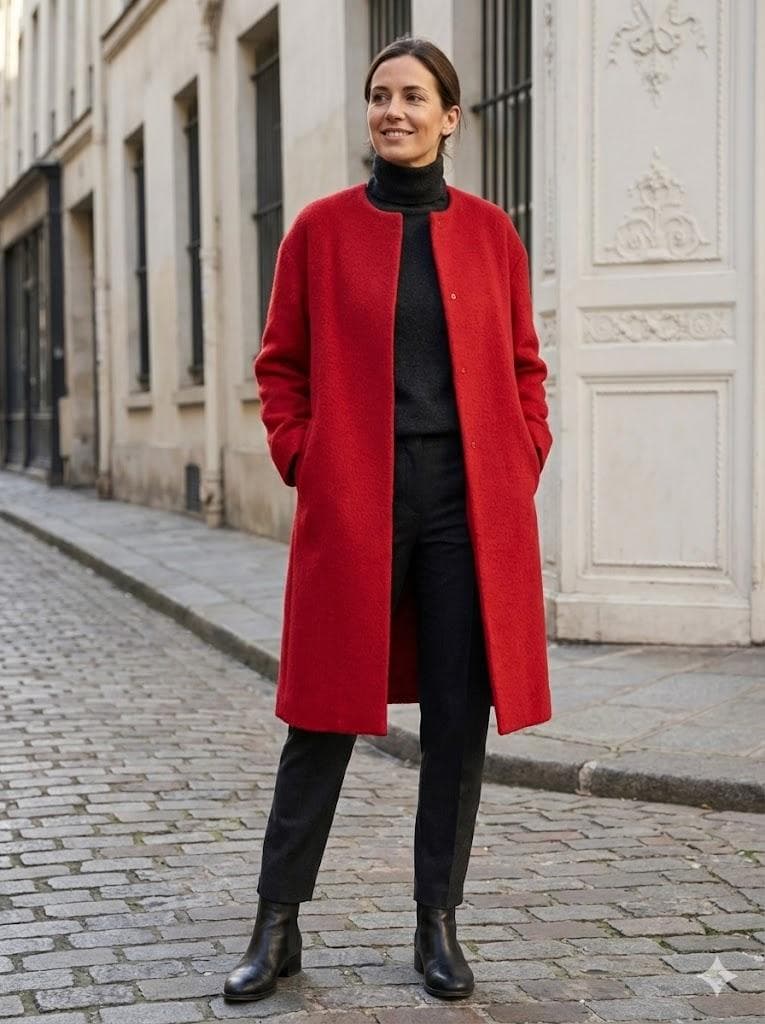 【美品】LOULOU WILLOUGHBY モヘヤ混ノーカラーコート 赤 1