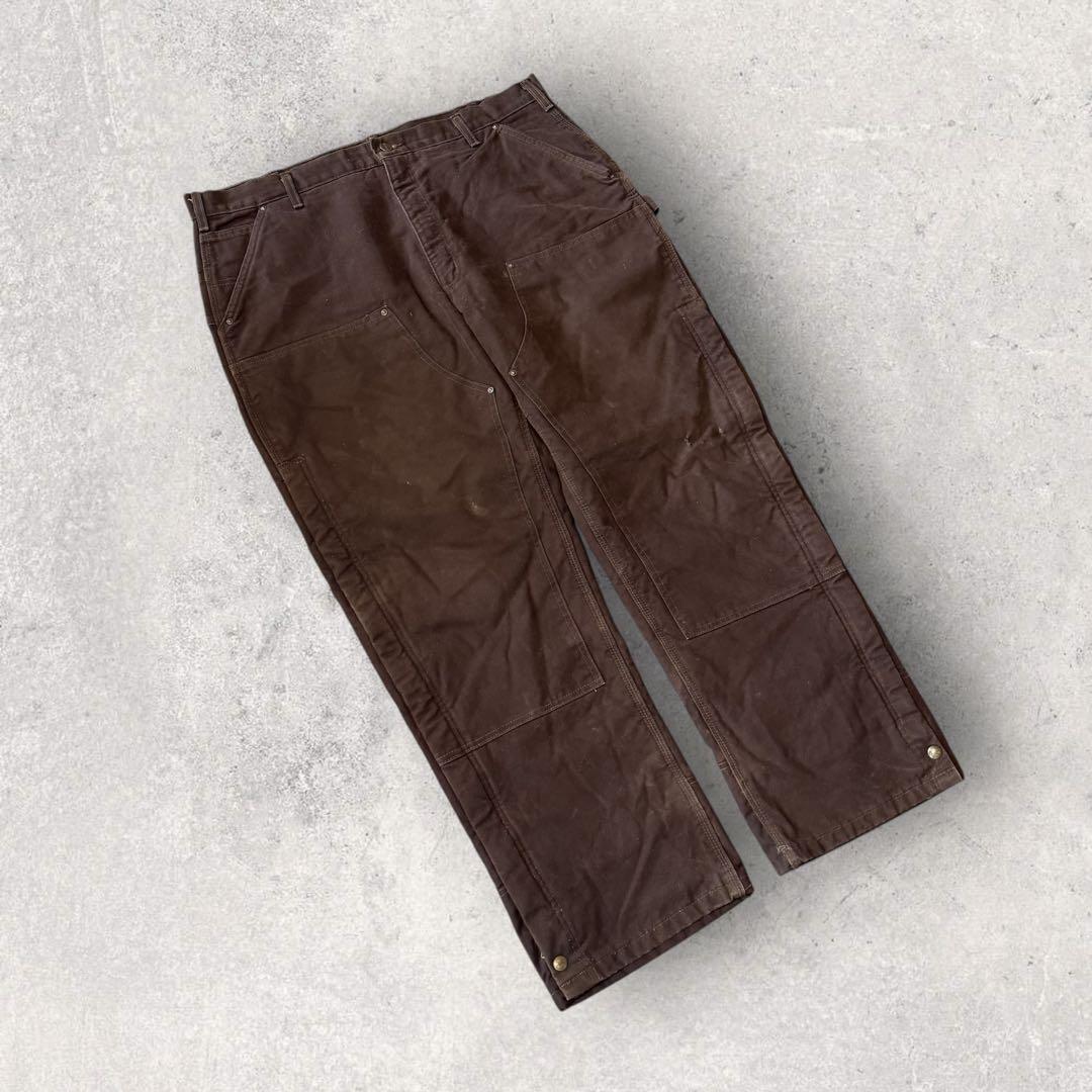 【カーハート】ダブルニー　ワークパンツ　42×32 極太　裏地キルティング j