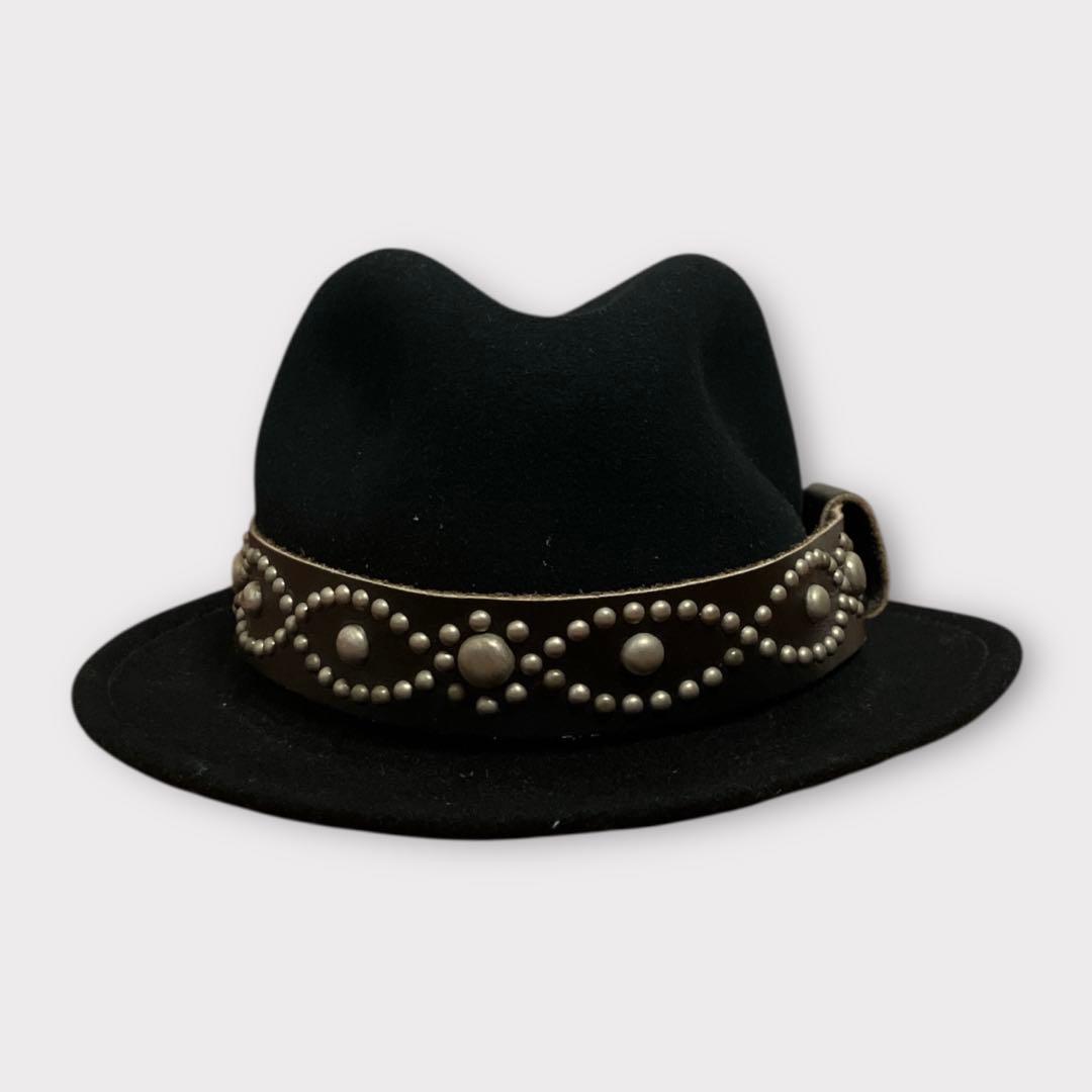 ニューヨークハット × HTC ウールハット レザー スタッズ 美品 アメリカ製