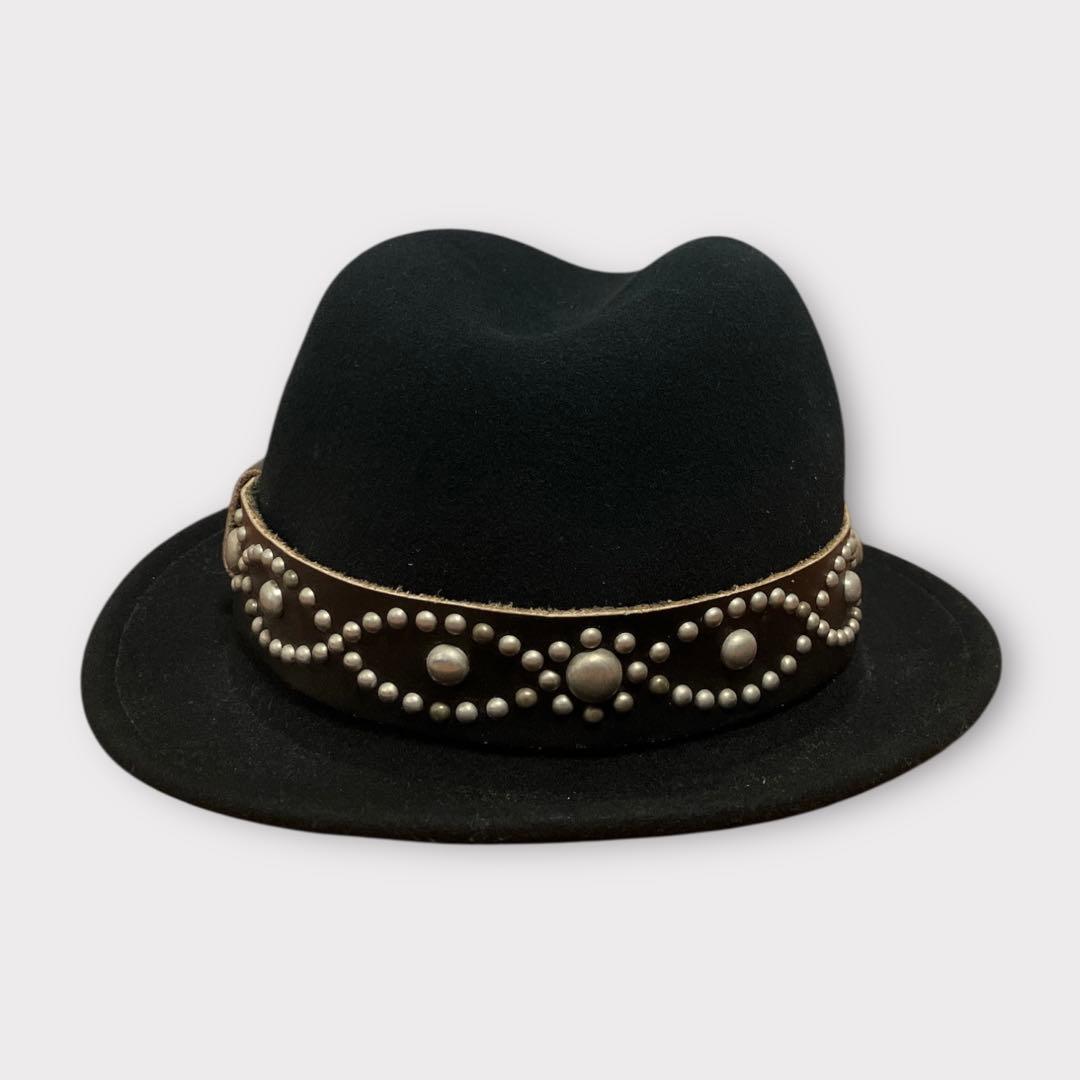 ニューヨークハット × HTC ウールハット レザー スタッズ 美品 アメリカ製