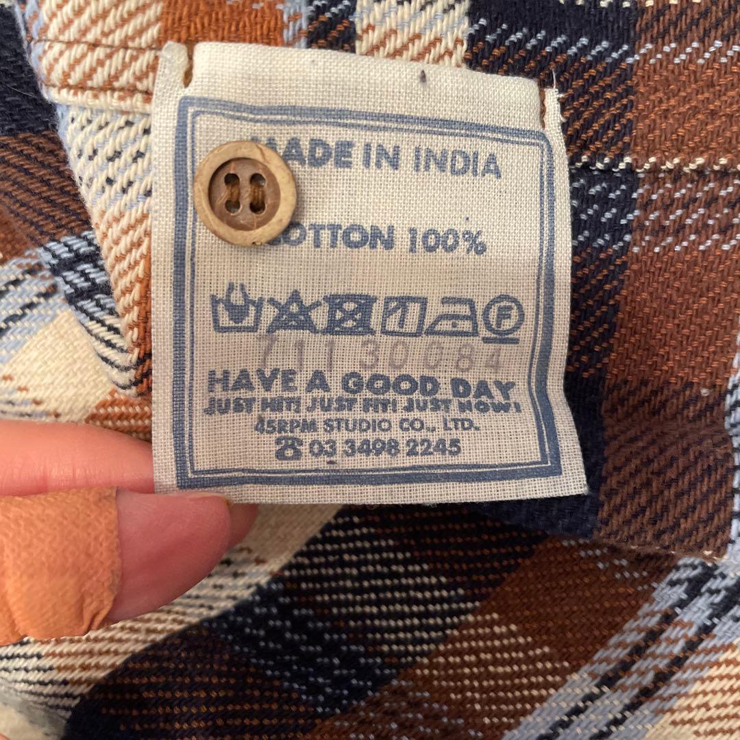 45rpn チェック柄フリル付き長袖シャツ