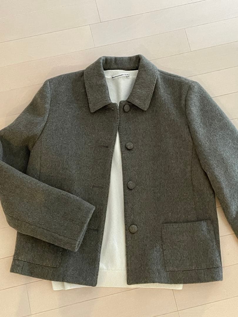 マドモアゼルノンノン　ウールジャケット　一枚仕立て　裏地チェック柄